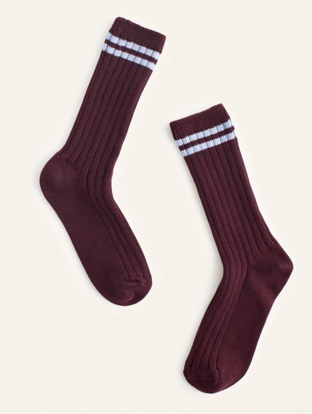 Madewell Contrast-Stripe Crew Socks in Smoked Claret / Burgundy One Size